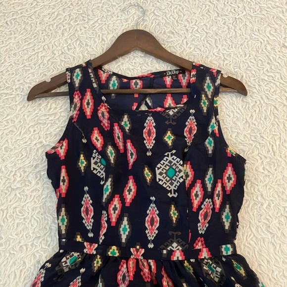 Bebop Printed Skater Dress with Back Cutout - Picture 3 of 6